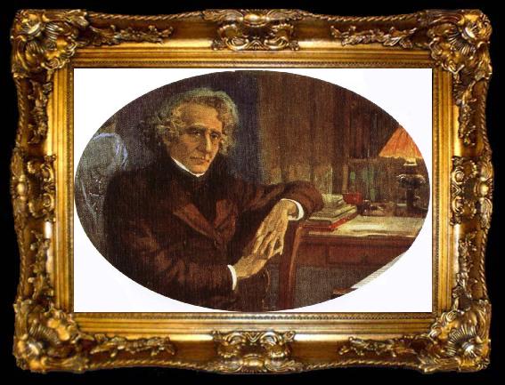 framed  frederic chopin hector berlioz composing his opera les troyens, ta009-2